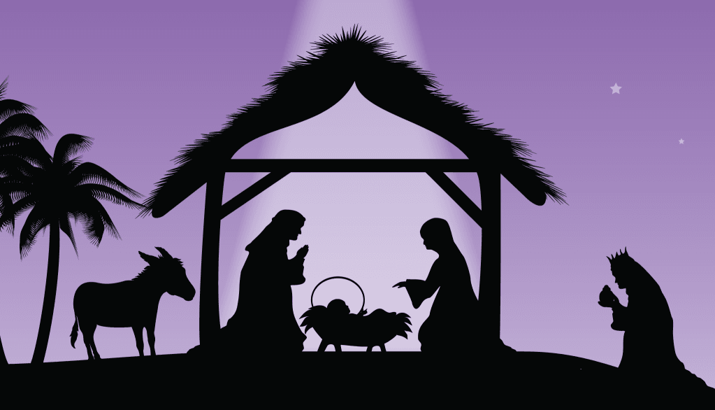 Wise men worshipping at the manger
