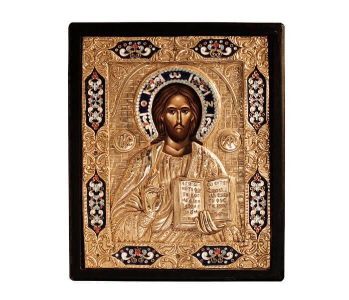Image of Jesus on an ornate Bible